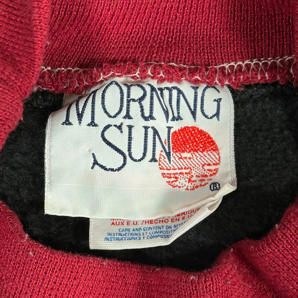 Vintage Autumn Leaves Sweater Adult MEDIUM Black Sweatshirt Double Collar 90s - Picture 5 of 8